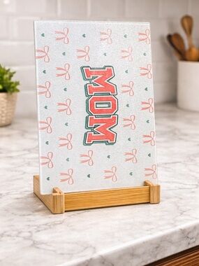 MOM Tempered Glass Cutting Board- Pink & Teal